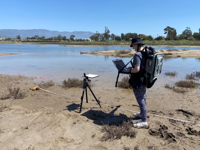 Undergraduate Research Assistant Ella Phillips collecting spectral data at NCOS (2022)